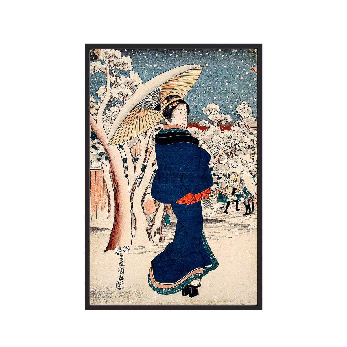 Beauty Walking on a Snowy Day (1854) by Utagawa Kunisada