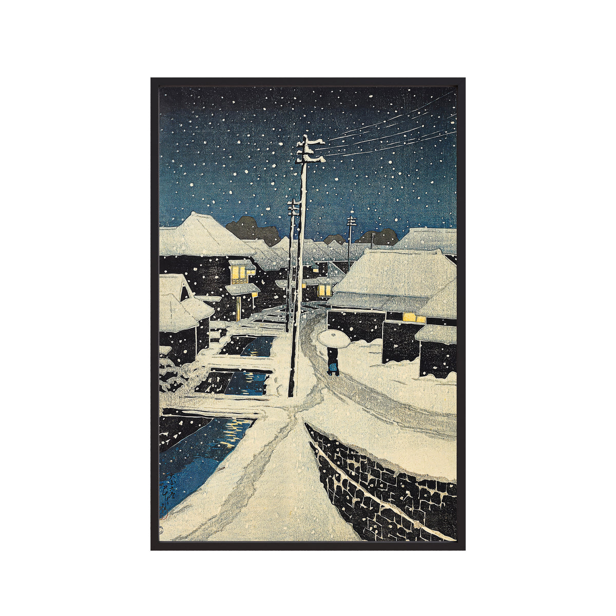 Evening Snow at Terajima Village (1920) by Kawase Hasui