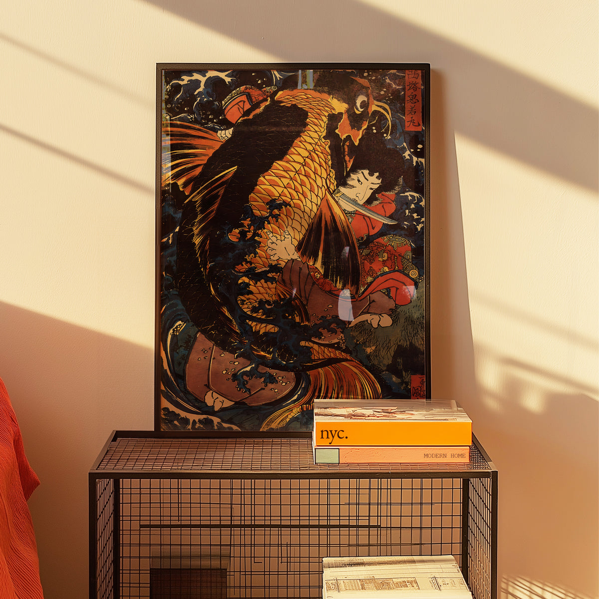 Saitō Oniwakamaru Fights the Giant Carp by Utagawa Kuniyoshi