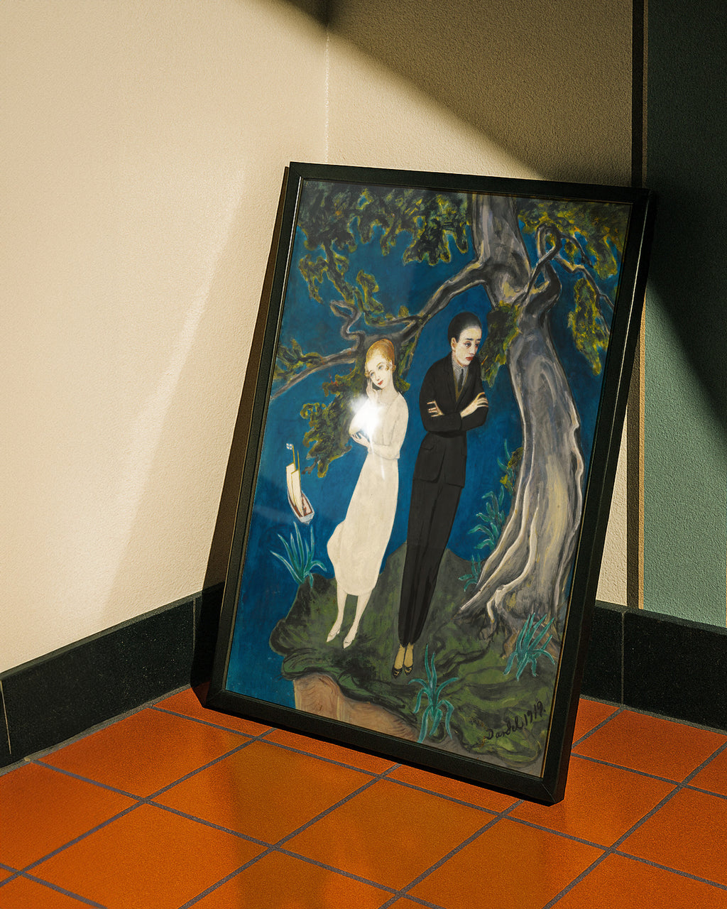 Young Man in Black, Girl in White (1919) by Nils Dardel