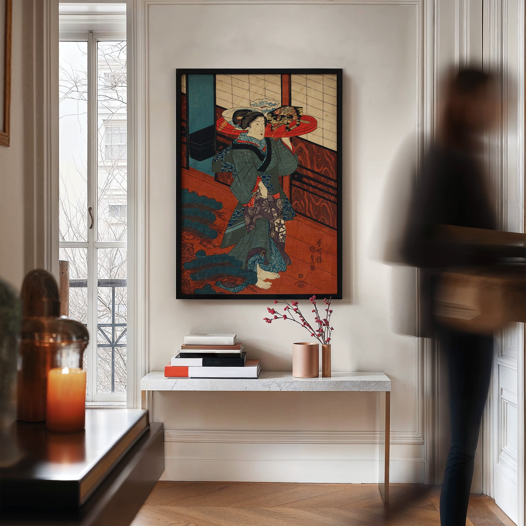 Ryōri o hakobu nakai (1800s) by Utagawa Kunisada