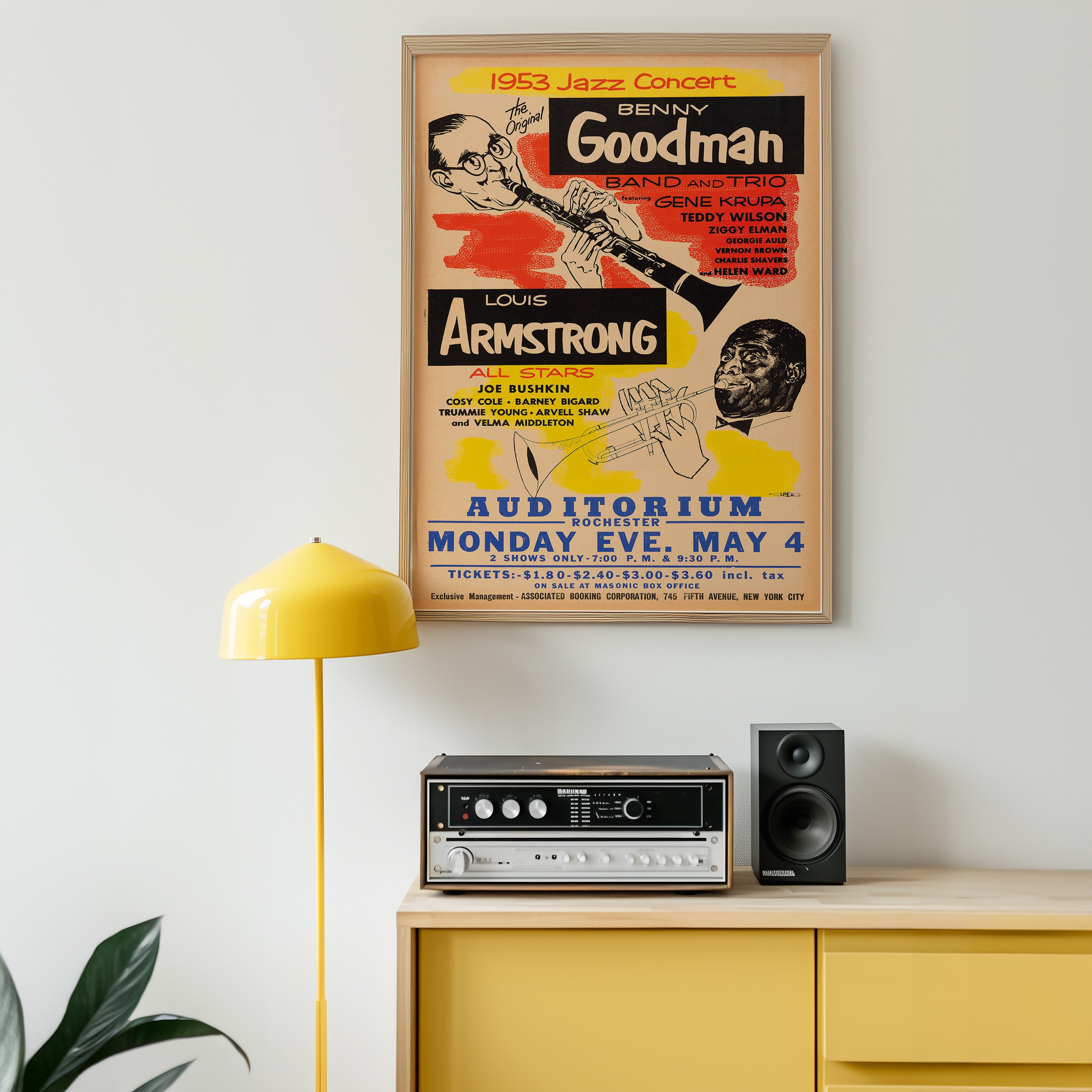 Benny Goodman & Louis Armstrong Rochester Jazz Concert Poster (1953)
