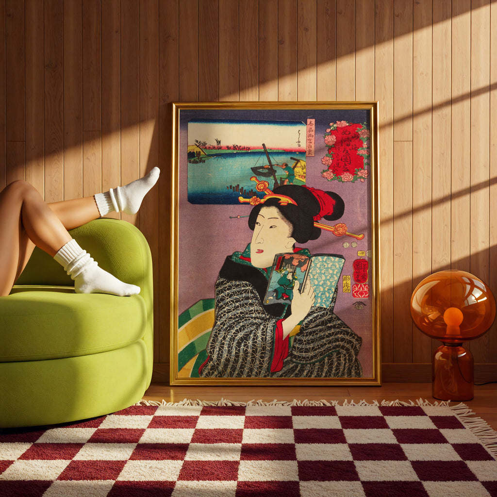 Landscapes and Beauties- Feeling Like Reading the Next Volume (1800s) by Utagawa Kuniyoshi