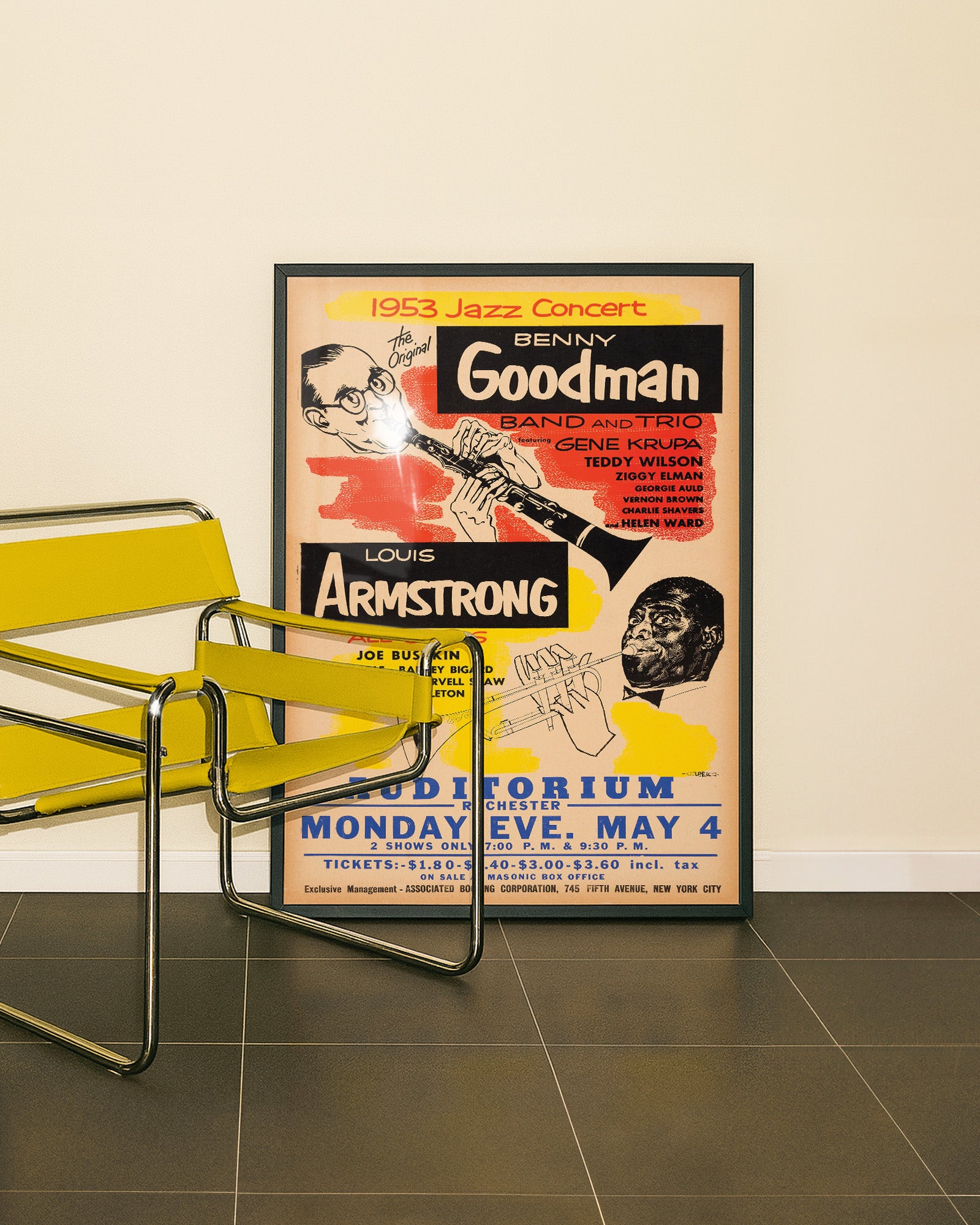 Benny Goodman & Louis Armstrong Rochester Jazz Concert Poster (1953)