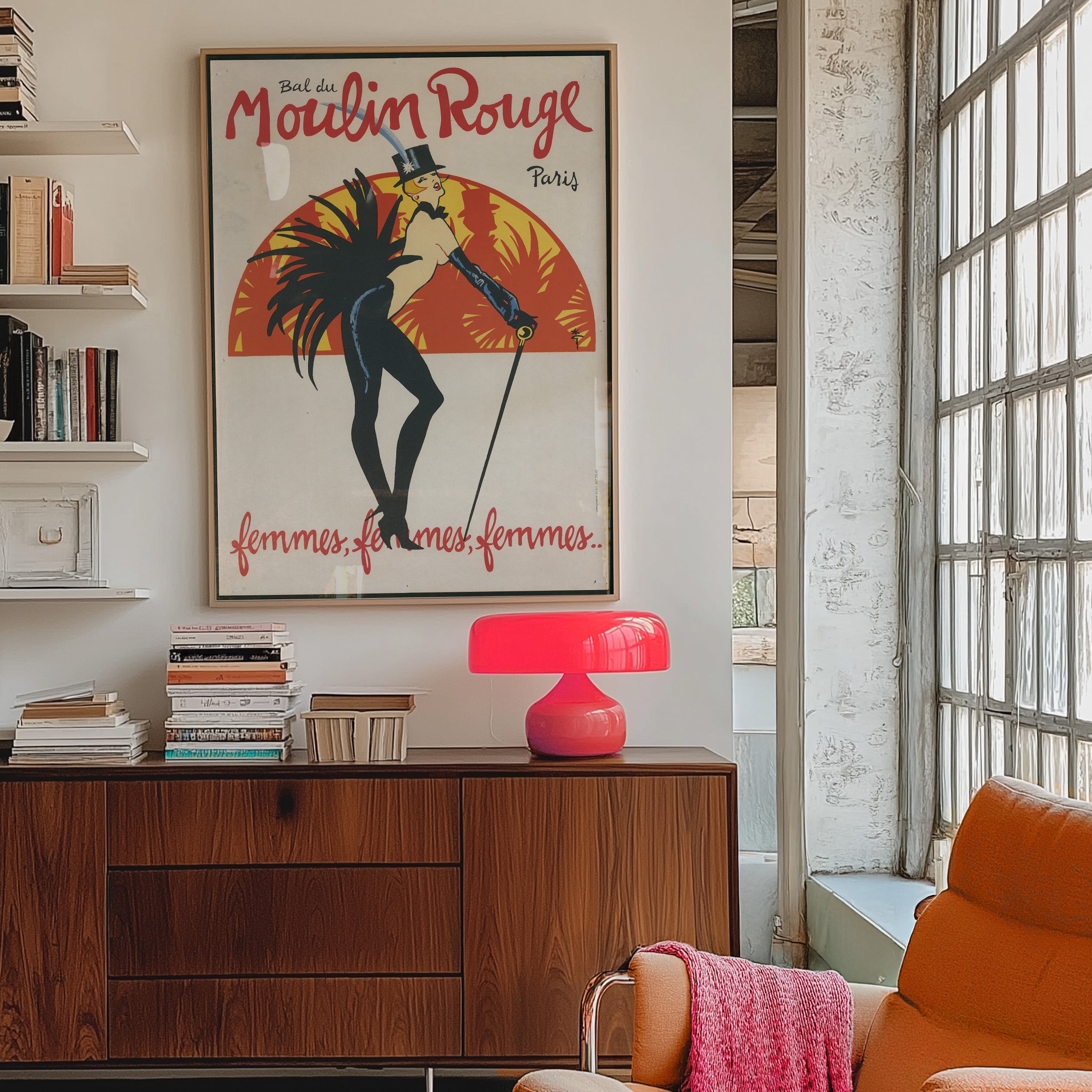 Bal du Moulin Rouge – Cabaret Poster by René Gruau (1950s)