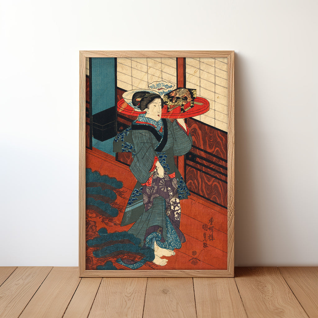 Ryōri o hakobu nakai (1800s) by Utagawa Kunisada