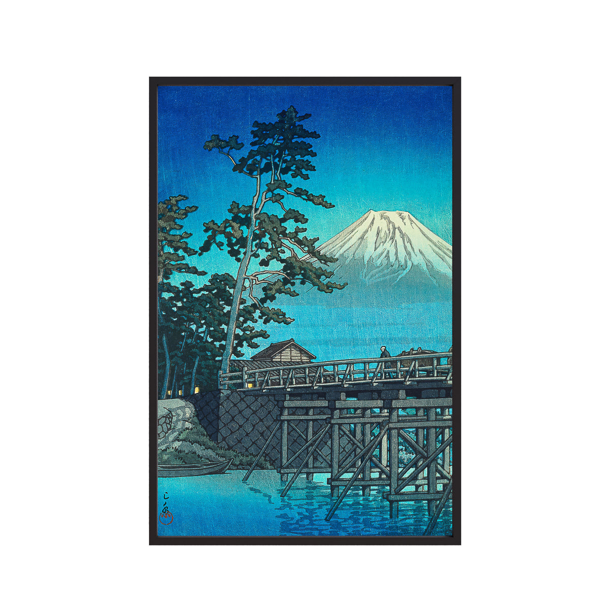 Mount Fuji on a Moonlit Night, Kawai Bridge (1947) by Kawase Hasui