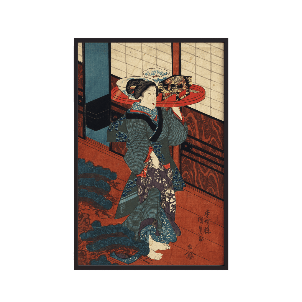 Ryōri o hakobu nakai (1800s) by Utagawa Kunisada
