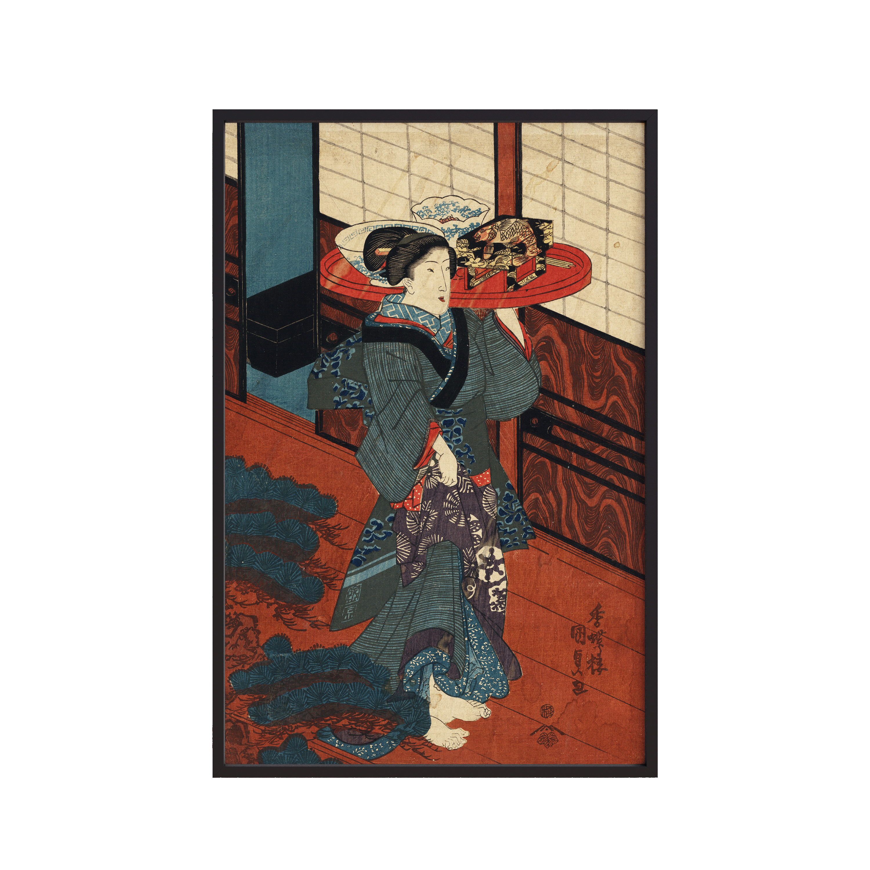 Ryōri o hakobu nakai (1800s) by Utagawa Kunisada