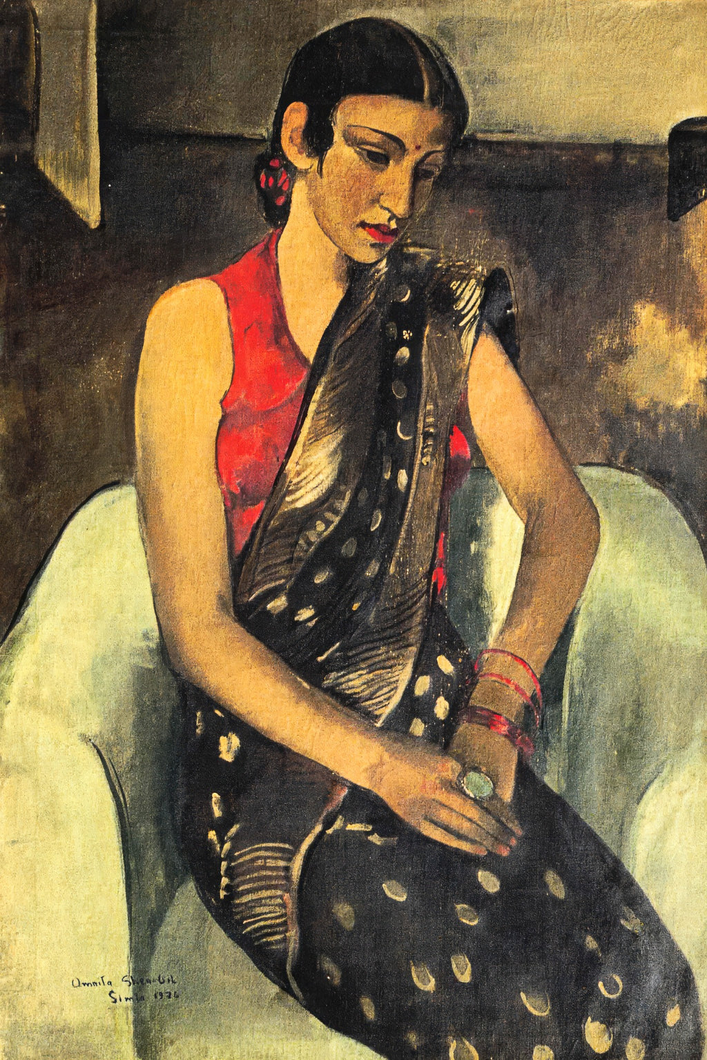 Portrait of Sister (1936) by Amrita Sher-Gil — unframed artwork