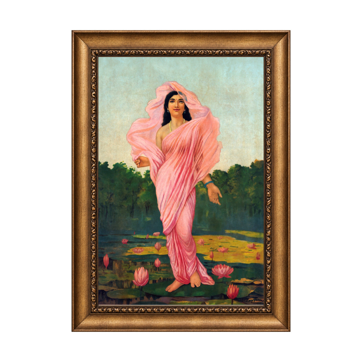 Padmini (The Lotus Lady) by Raja Ravi Varma in Frame- Muse