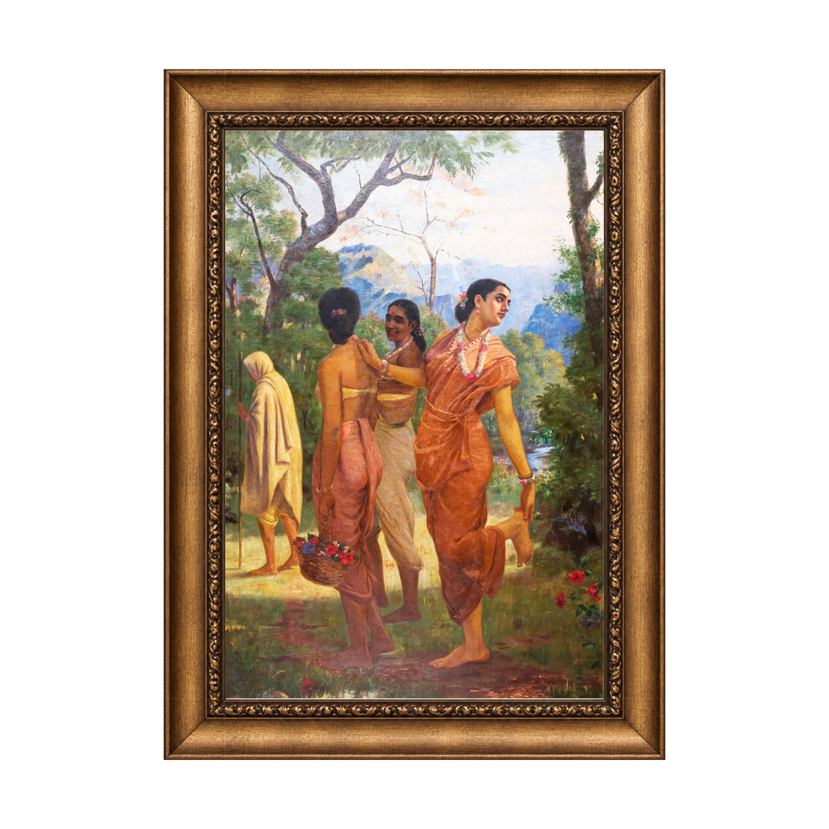 Shakuntala Removing a Thorn from Her Foot (1898) by Raja Ravi Varma in Frame- Muse