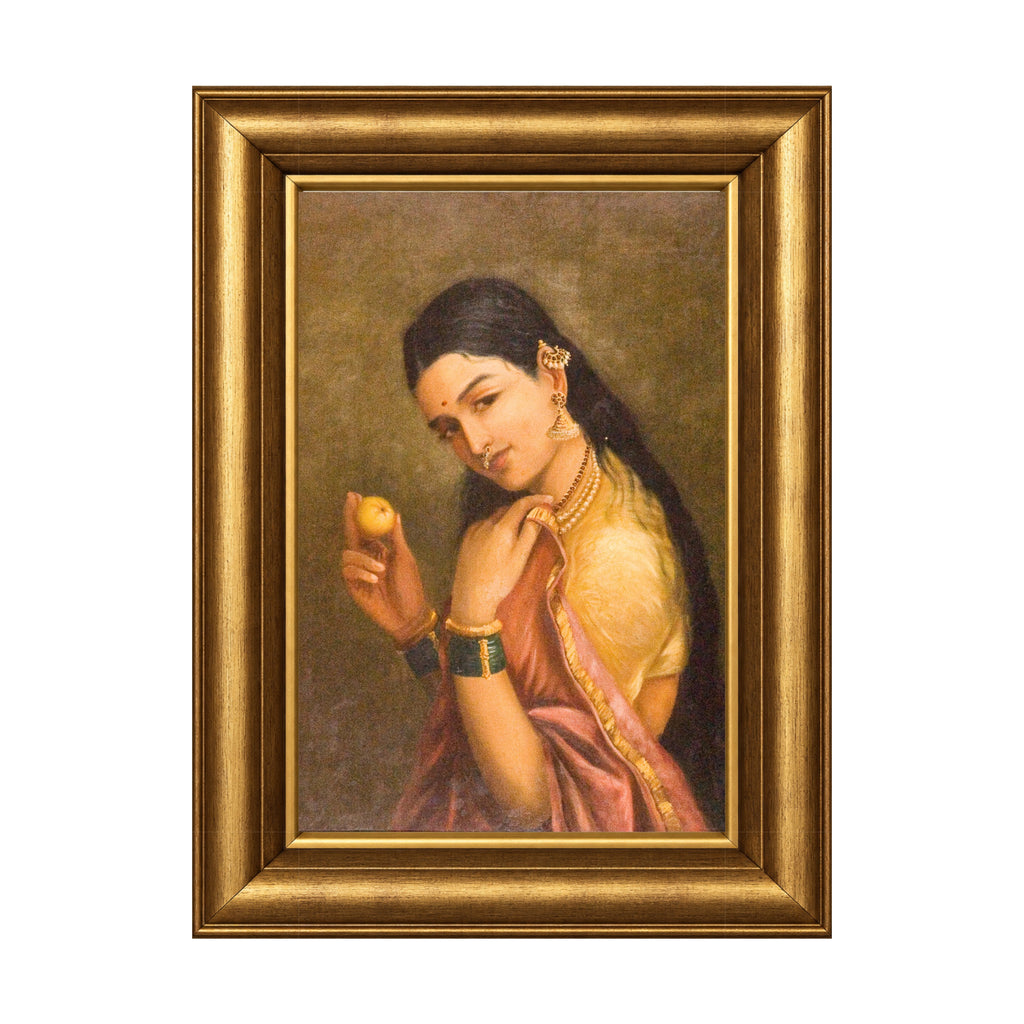 Woman Holding a Fruit (Late 19th Century) by Raja Ravi Varma in Frame- Palazzo