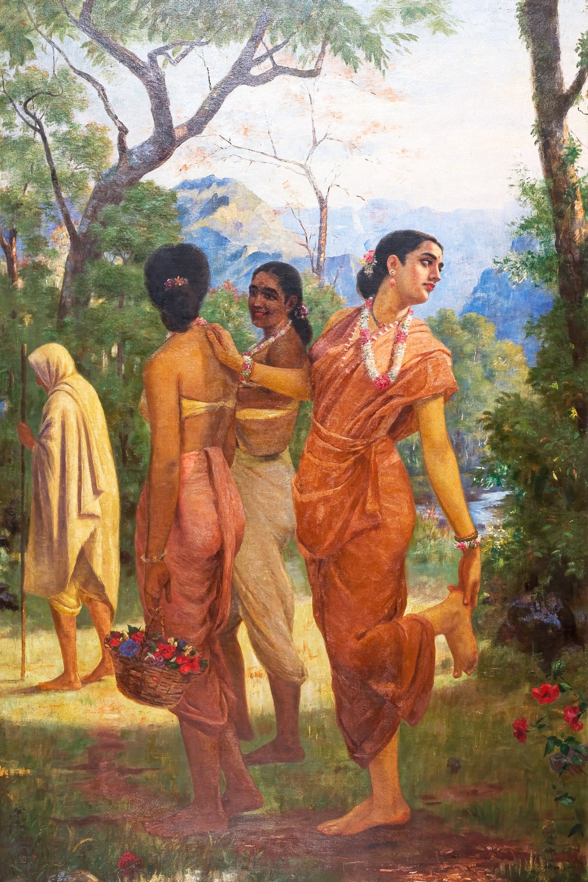 Shakuntala Removing a Thorn from Her Foot (1898) by Raja Ravi Varma — unframed artwork
